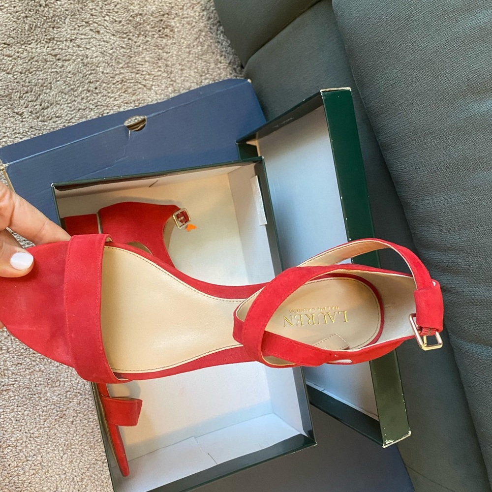 Ralph Lauren red low heel sandal 10